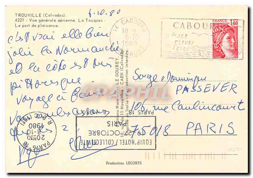 CPM Trouville Calvados Vue generale aerienne La Touques Le Portde Plaisance  — Verso