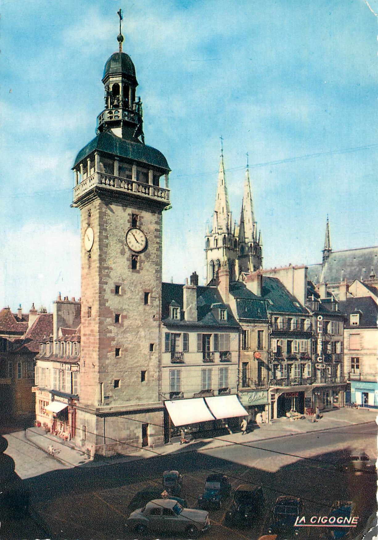 CPM La Cigogne Moulins Allier Jacquemart et les Fleches de la Cathdrale 