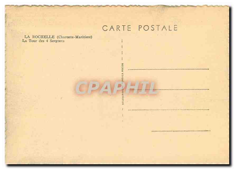 CPM La Rochelle Charente Maritime La Tour des 4 Sergents  — Verso