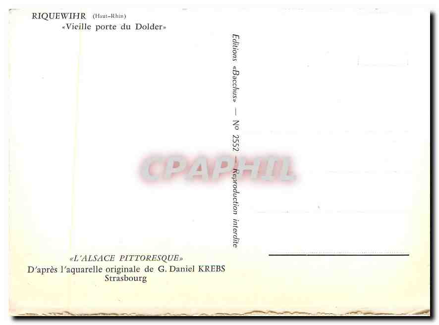 CPM Riquewihr Haut Rhin Vieille porte du Dolder  — Rückseite