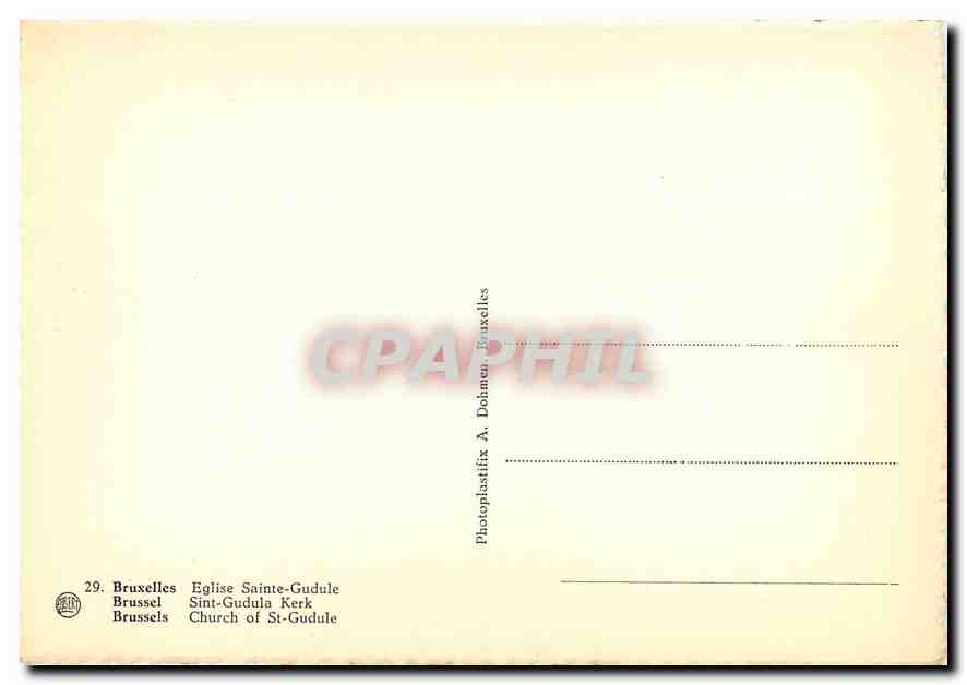 CPM Bruxelles Eglise Sainte Gudule  — Rückseite