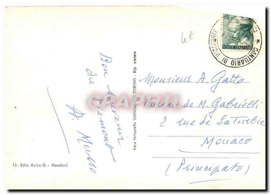 CPM Santuario di Mondoui pressa Vicaforte  — Back