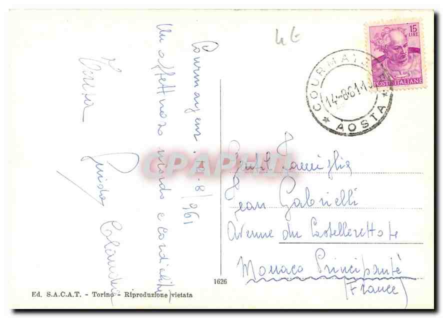 CPM Courmayeur Notre Dame de la Guerison  — Rückseite