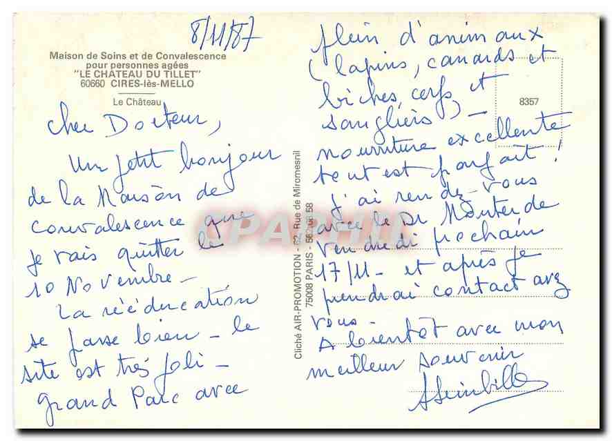 CPM Le Chateau du Tillet Cires les Melo  — Rückseite