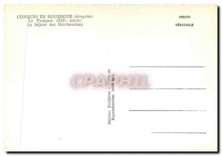 CPM Conques En Rouergue Aveyron Le Tympan Le Sejour des Bienheureux  — Back