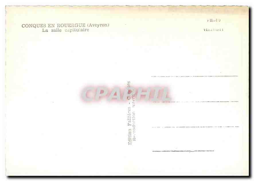 CPM Conques en Rouergue Aveyron La salle capitulaire  — Rückseite