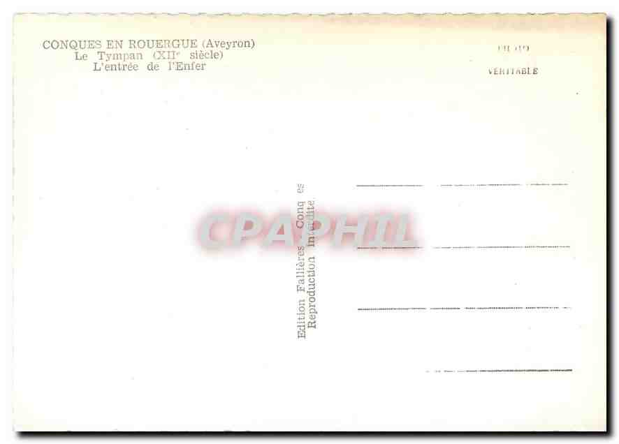 CPM Conques en Rouergue Aveyron Le Tympan L'entree de l'Enfer  — Back