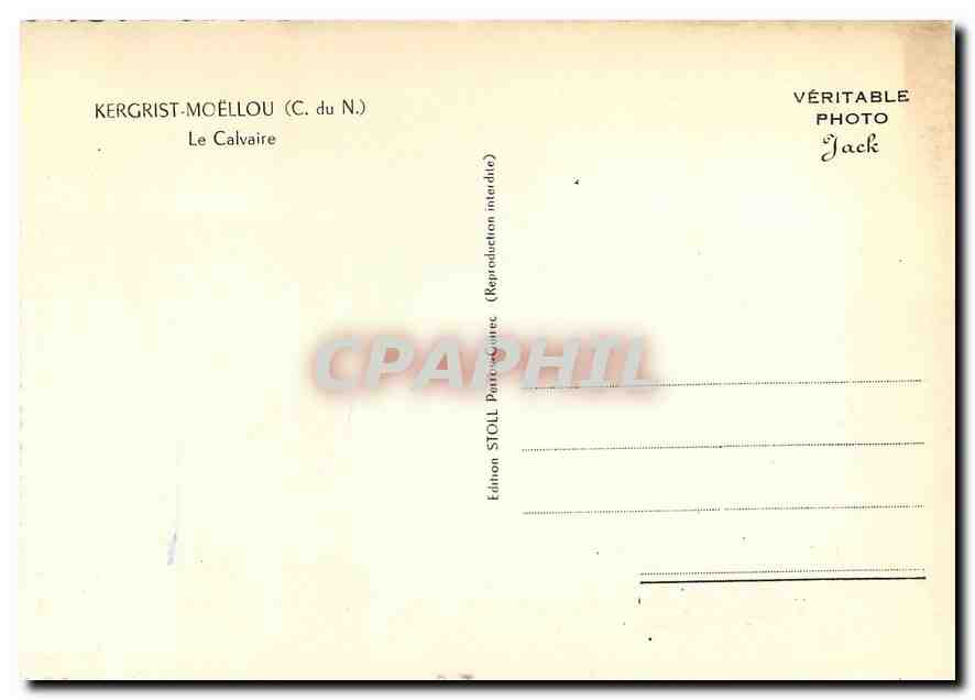 CPM Kergrist Moellou C du N Le Calvaire  — Rückseite