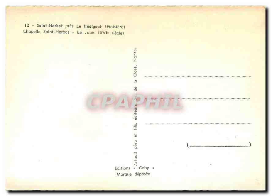 CPM Saint Herbot pres Le Hulgoat Finistere Chapelle Saint Herbot Le Jube  — Rückseite