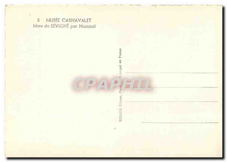 CPM Musee Carnavalet Mme de Sevigne par Nanteuil  — Verso