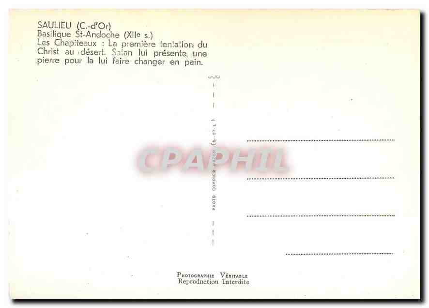 CPM Saulieu C d'Or Basilique St Andoche Les Chapiteaux  — Rückseite