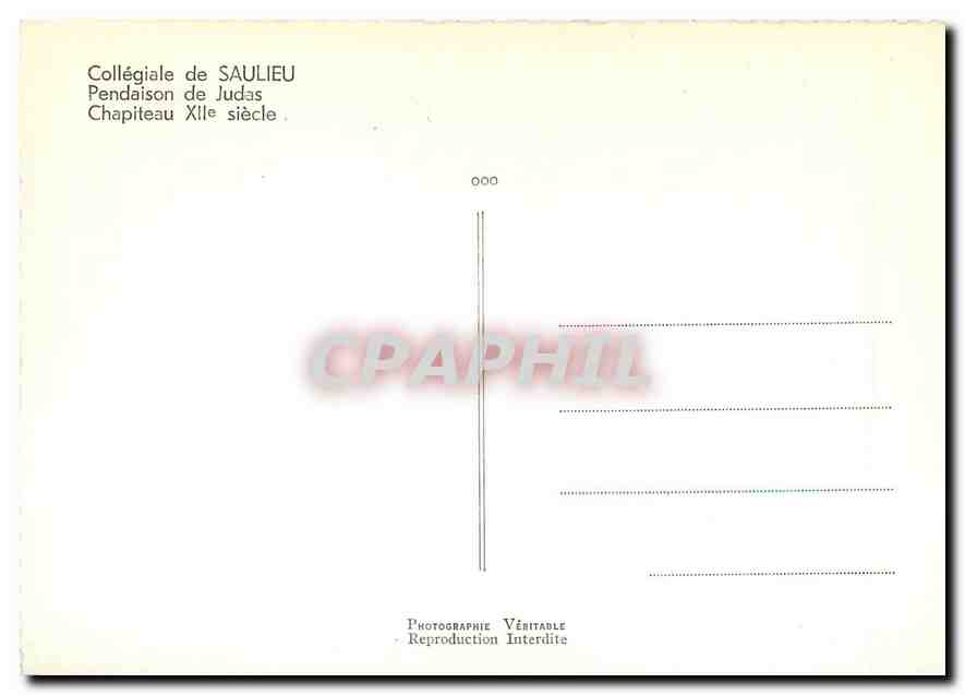 CPM Collegiale de Saulieu Pendaison de Judas Chapiteau  — Rückseite