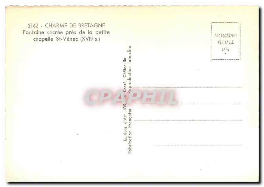 CPM Charme de Bretagne Fontaine sacree pres de la petite chapelle St Venec  — Rückseite