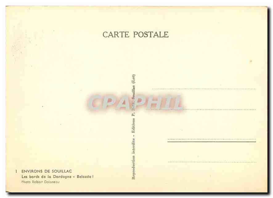 Environs de Souillac — Les bords de la Dordogne — Éditions P. Pétr. Souillac (Lot) — Rückseite