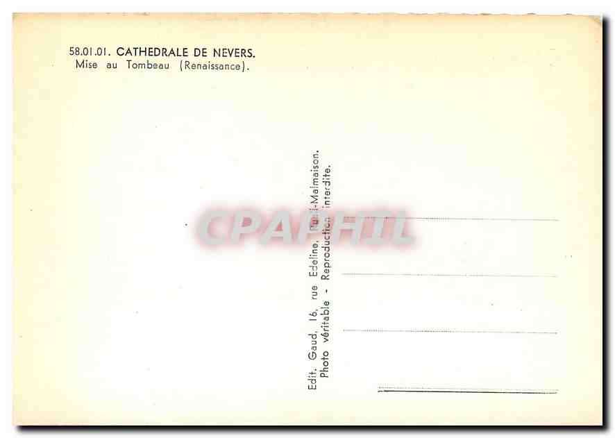 CPA Cathedrale de Nevers Mise au Tombeau Renaissance  — Rückseite