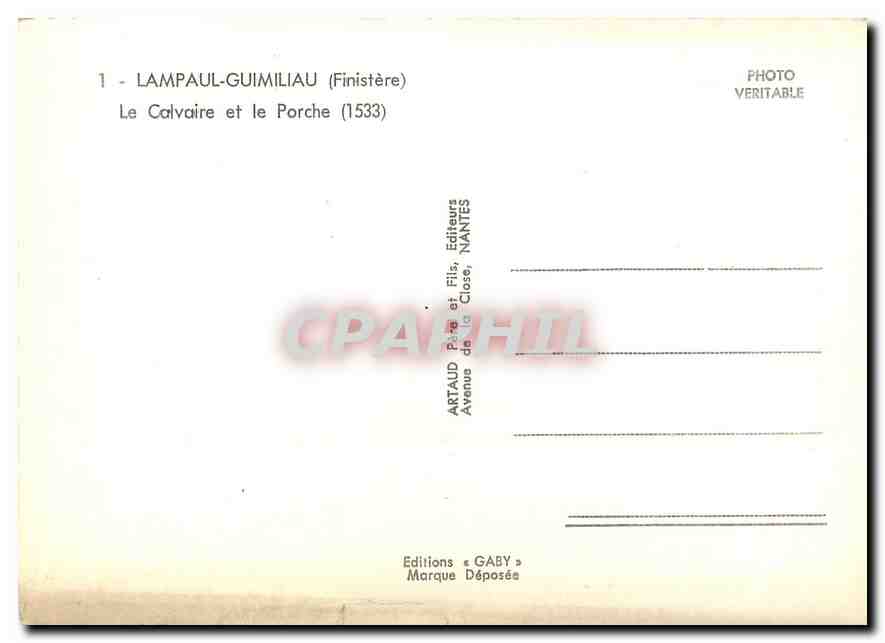 CPA Lampaul Guimiliau Finistere Le Calvaire et le Porche  — Rückseite