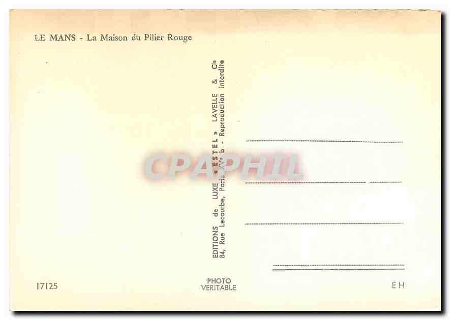 CPA Le Mans La Maison du Pilier Rouge  — Rückseite