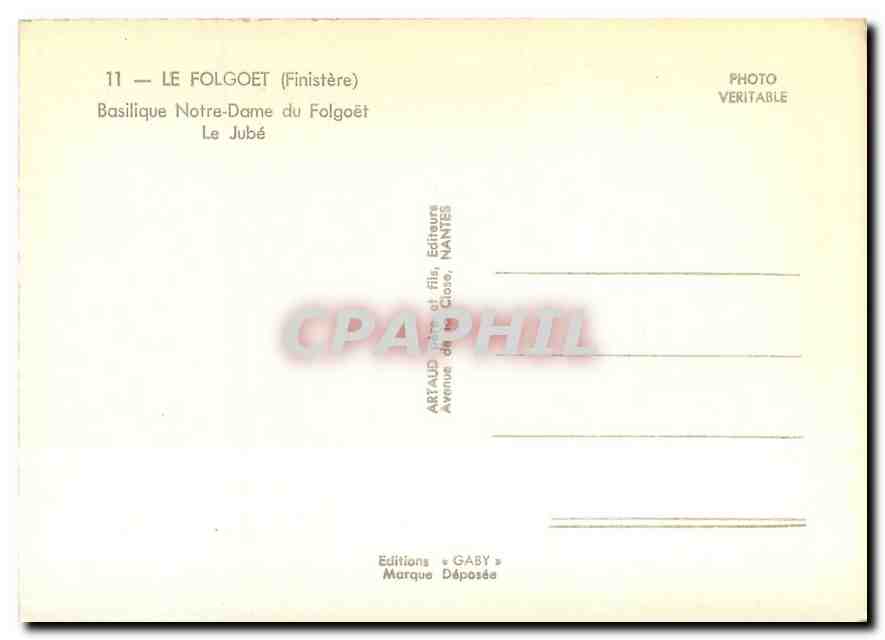 CPA Le Folgoet Finistere Basilique Notre Dame de Folgoet Le Jube  — Rückseite