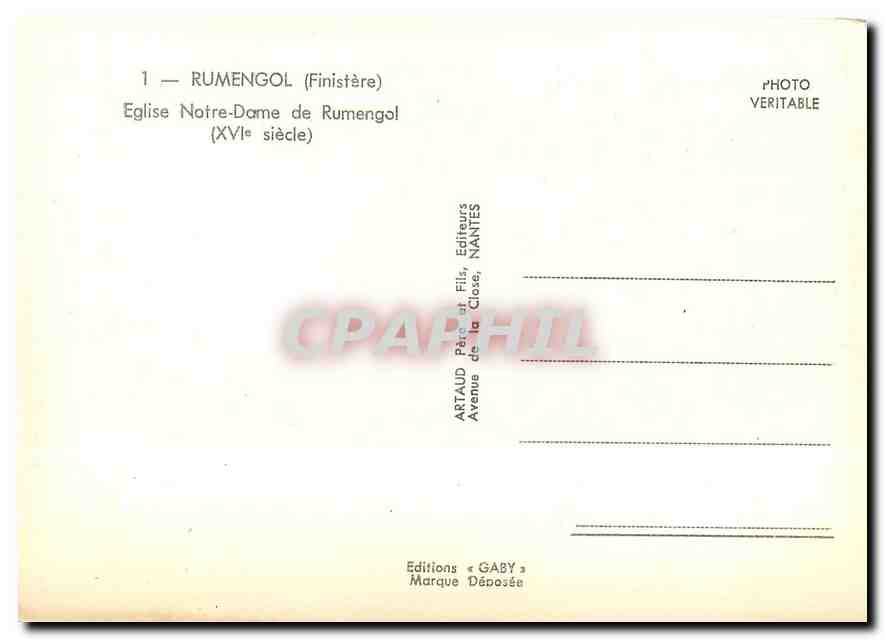 CPM Rumengol Finistere Eglise Notre Dame de Rumengol  — Rückseite