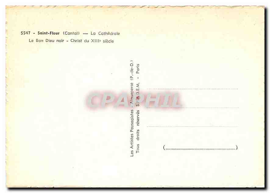 CPM Saint Flour Cantal La Cathedrale Le Bon Dieu noir  — Rückseite