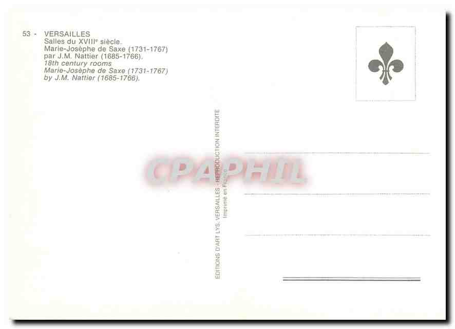 CPM Versailles Salles du Marie Josephe de Saxe par JM Nattier  — Verso