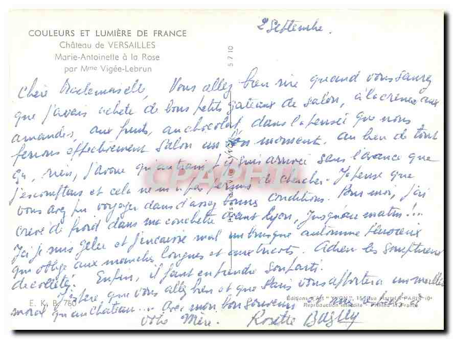CPM Chateau de Versailles Marie Antoinette a la Rose par Mme Vigee Lebrun  — Verso