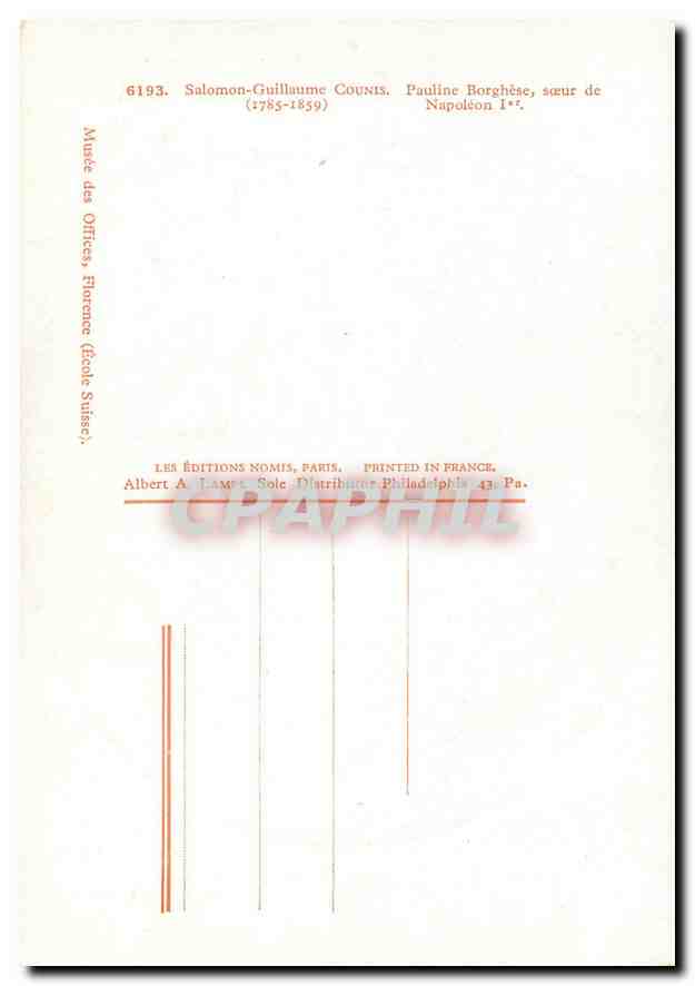 CPM Solomon Guillaume Counts Paulene Borghese soeur de Napoleon I  — Rückseite