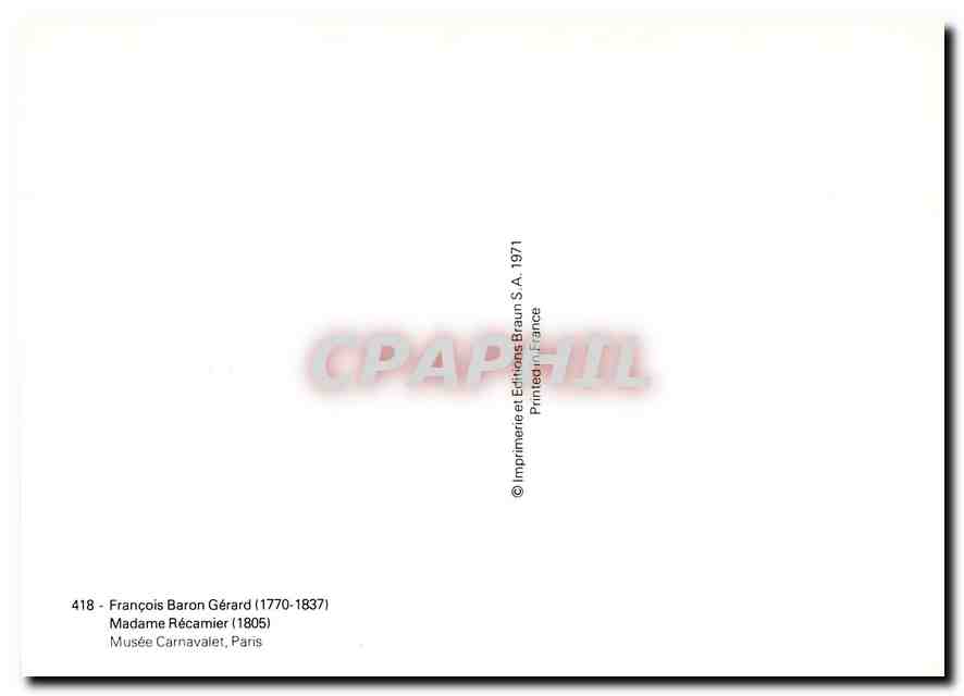 CPM Francois Baron Gerard Madame Recamier  — Verso