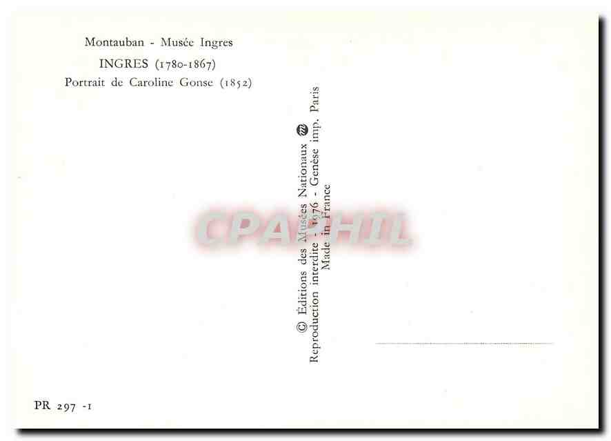 CPM Montauban Musee Ingres Portrait de Caroline Gonse  — Verso