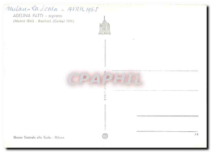 CPM Adelina Patti soprano Madrid  — Rückseite