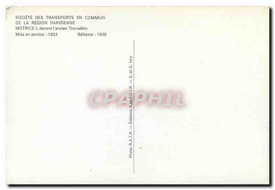 CPM Motrice L devant l'ancien Trocadero  — Verso
