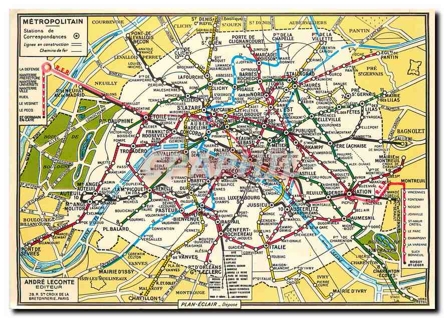 CPM Paris Le Plan du Metropolitain d'apres le Plan 
