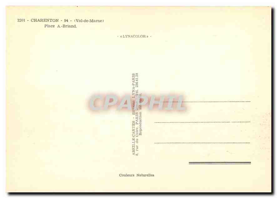 CPM Charenton Val de Marne Place a Briand  — Back