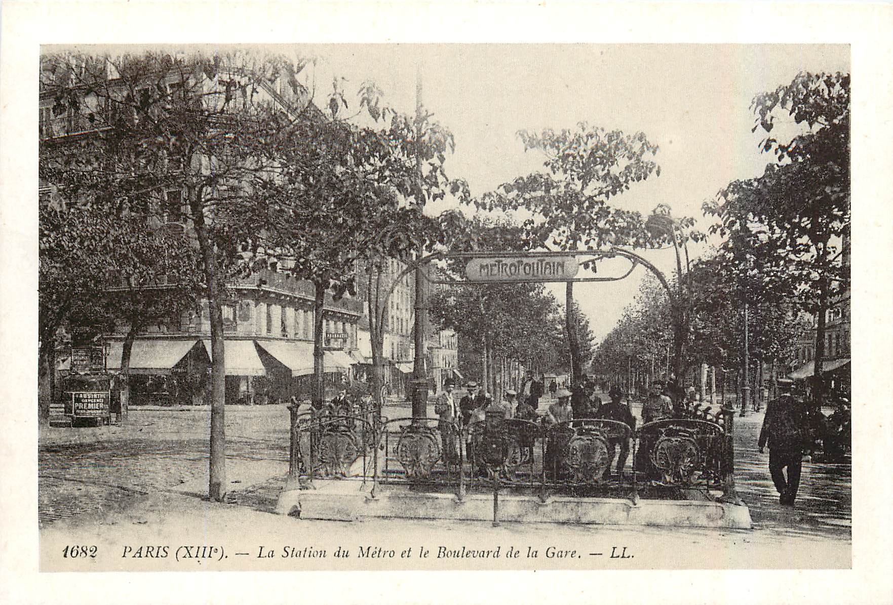 CPM Paris La Station du Metro et le Boulevard de la Gare 