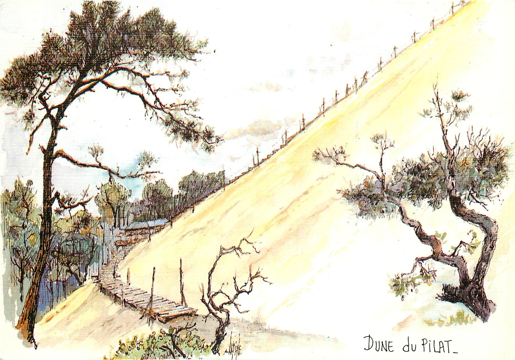 CPM Les Landes Aquarelle Originale de Robert Lepine 