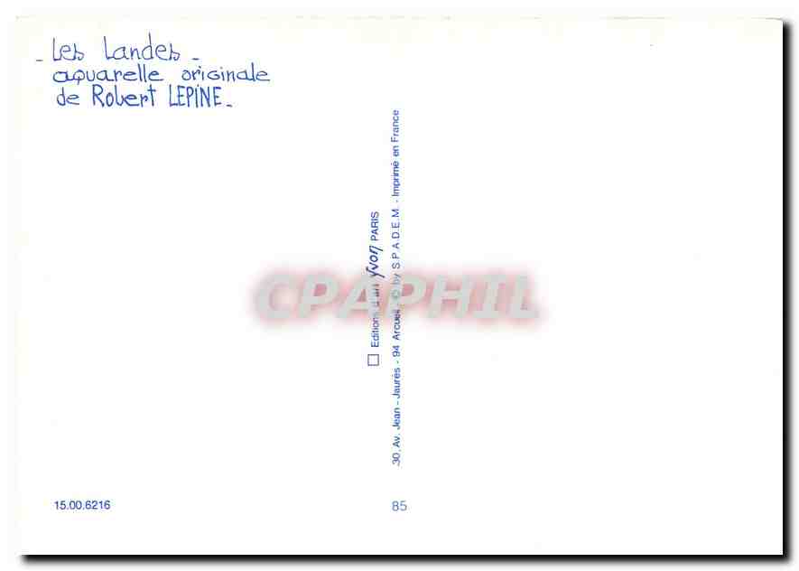 CPM Les Landes Aquarelle Originale de Robert Lepine  — Verso