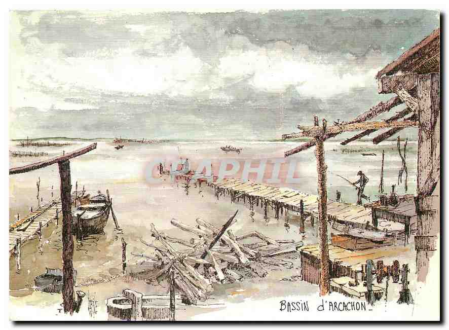 CPM Les Landes Aquarelle Originale de Robert Lepine 