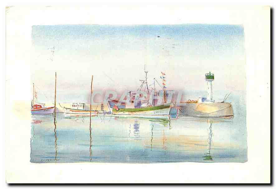 CPM Ile de Re Le port de Rivedoux Aquarelle de Claude Veyssiere 