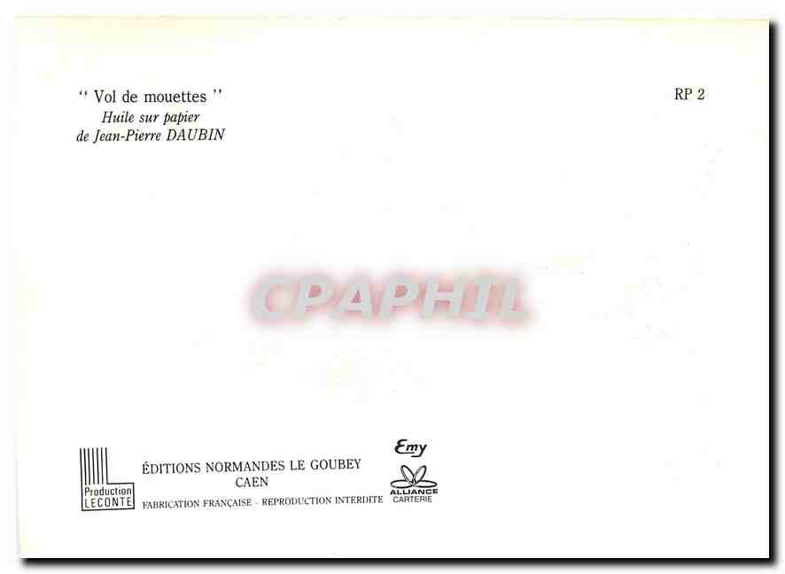CPM Vol de mouettes Huile sur papier de Jean Pierre Daubin  — Verso