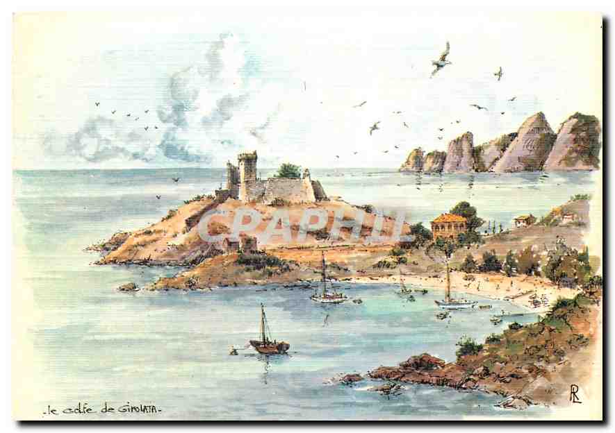 CPM Le Golfe de Girolata aquarelle originale de Robert Lepine 
