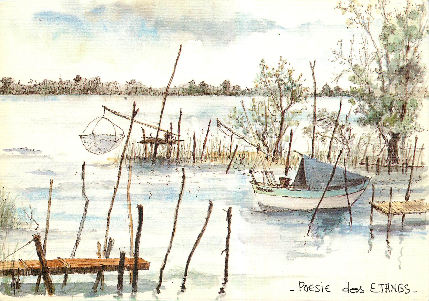 CPM Les Landes Aquarelle originale de Robert Lepine 