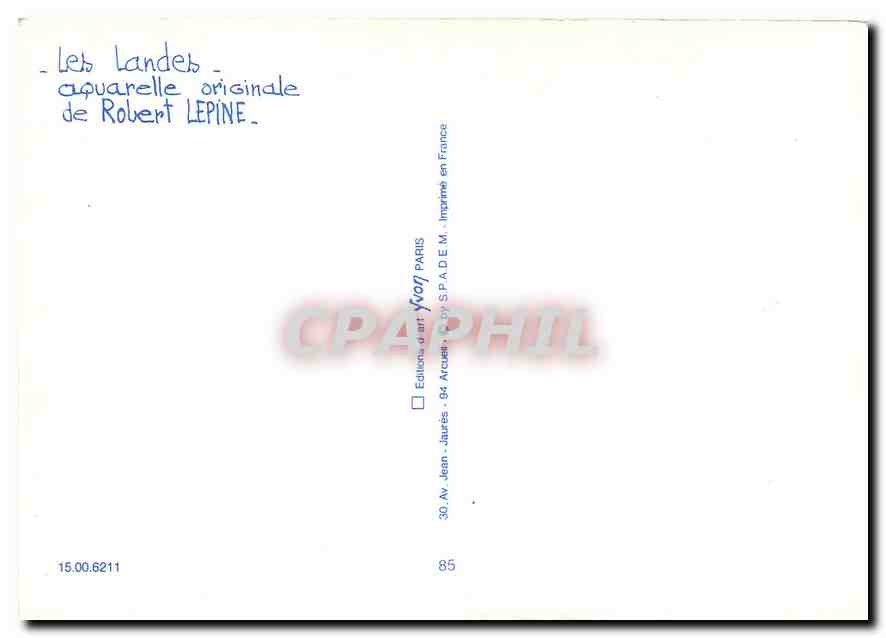 CPM Les Landes Aquarelle originale de Robert Lepine  — Verso