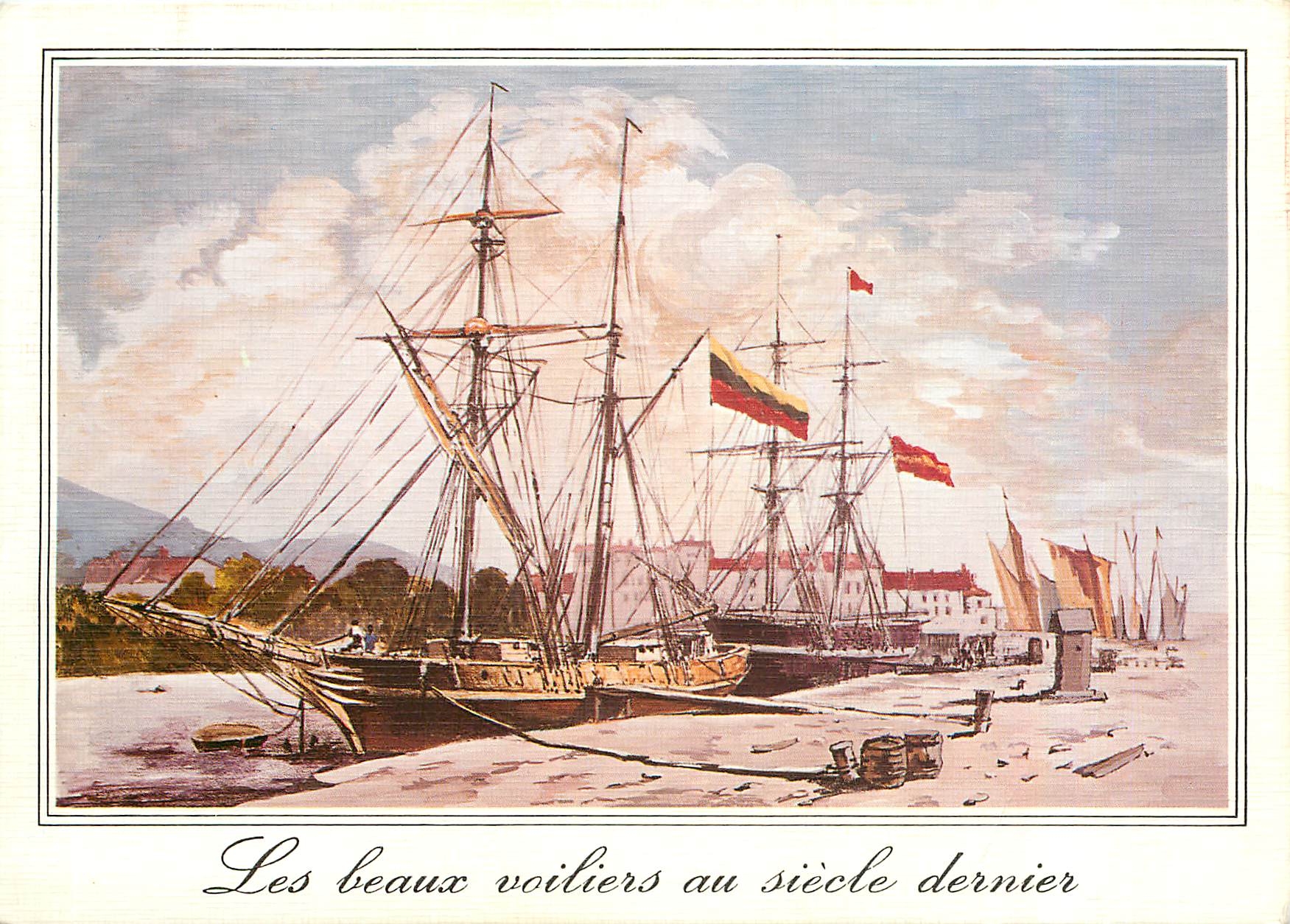 CPM Vieille Gravure Les beaux voiliers dans le port au siecle dernier 