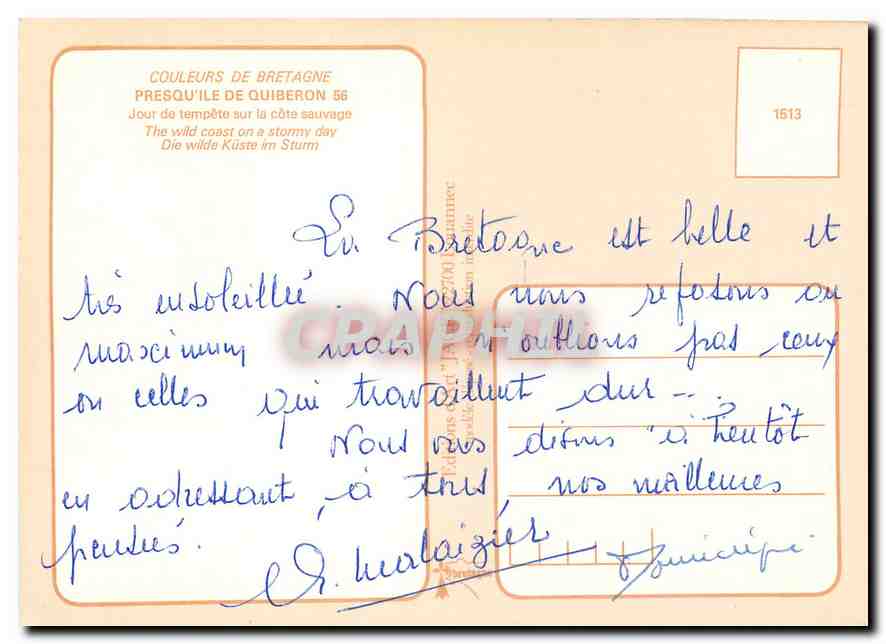 CPM Presqu'ile de Quiberon Jour de tempete sur la cote sauvage  — Rückseite