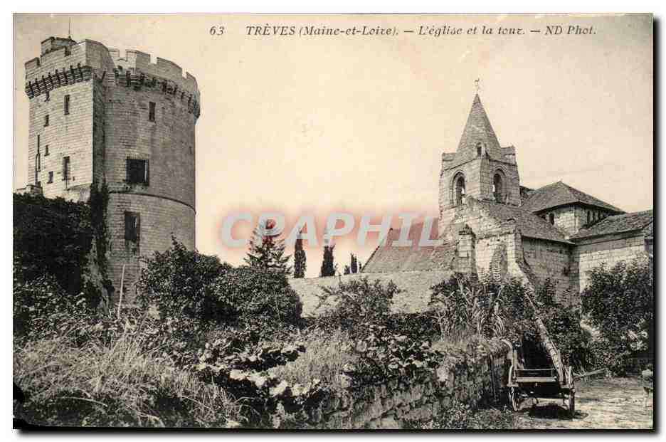 Environs de Gennes -Treves-L'eglise et la tour -CPA