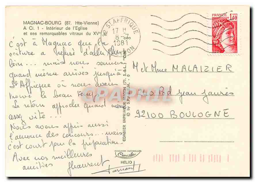 CPM Magnac Bourg Hte Vienne Interieur de l'Eglise et ses remarquables vitrux du XV  — Back