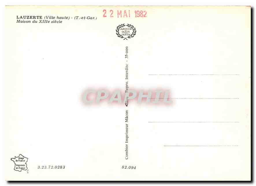 CPM Lauzerte Ville Haute T et Gar Maison du XIIIe siecle  — Rückseite