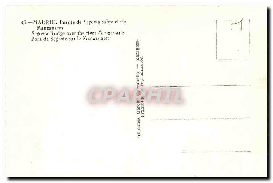 CPM Madrid Puente de Segovia sobre el rio Manzanares  — Rückseite