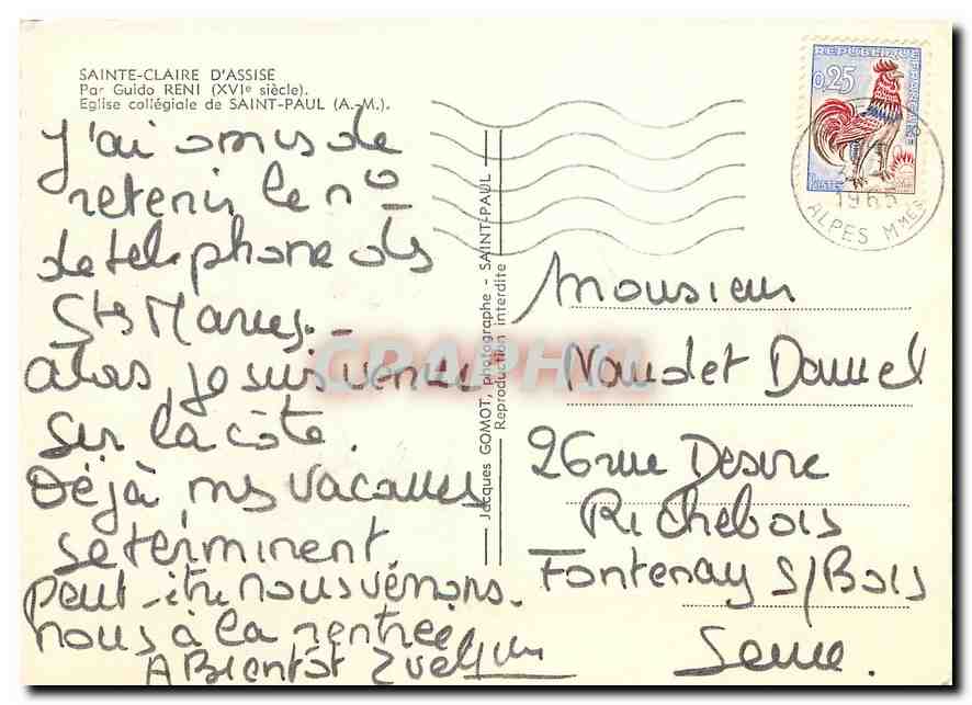 CPM Sainte Claire d'Assise Eglise Collegiale de Saint Paul AM  — Verso