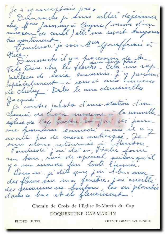 CPM Chemin de Croix de l'Eglise St Martin du Cap Roquebrune Cap Martin  — Rückseite
